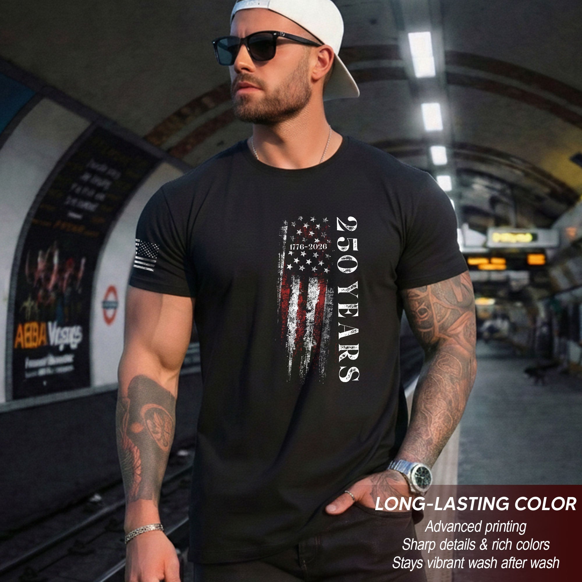 250 Years Vertical Flag T-Shirt – Vintage USA Independence 1776–2026 Shirt